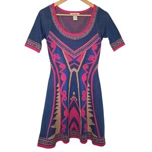 Flying Tomato Aztec Colorful Fit & Flare Knit Sweater Dress Size Small SW3423